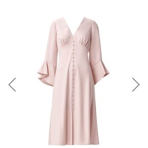 Adrianna Papell Elegant Pink Midi Dress with Flared Sleeves